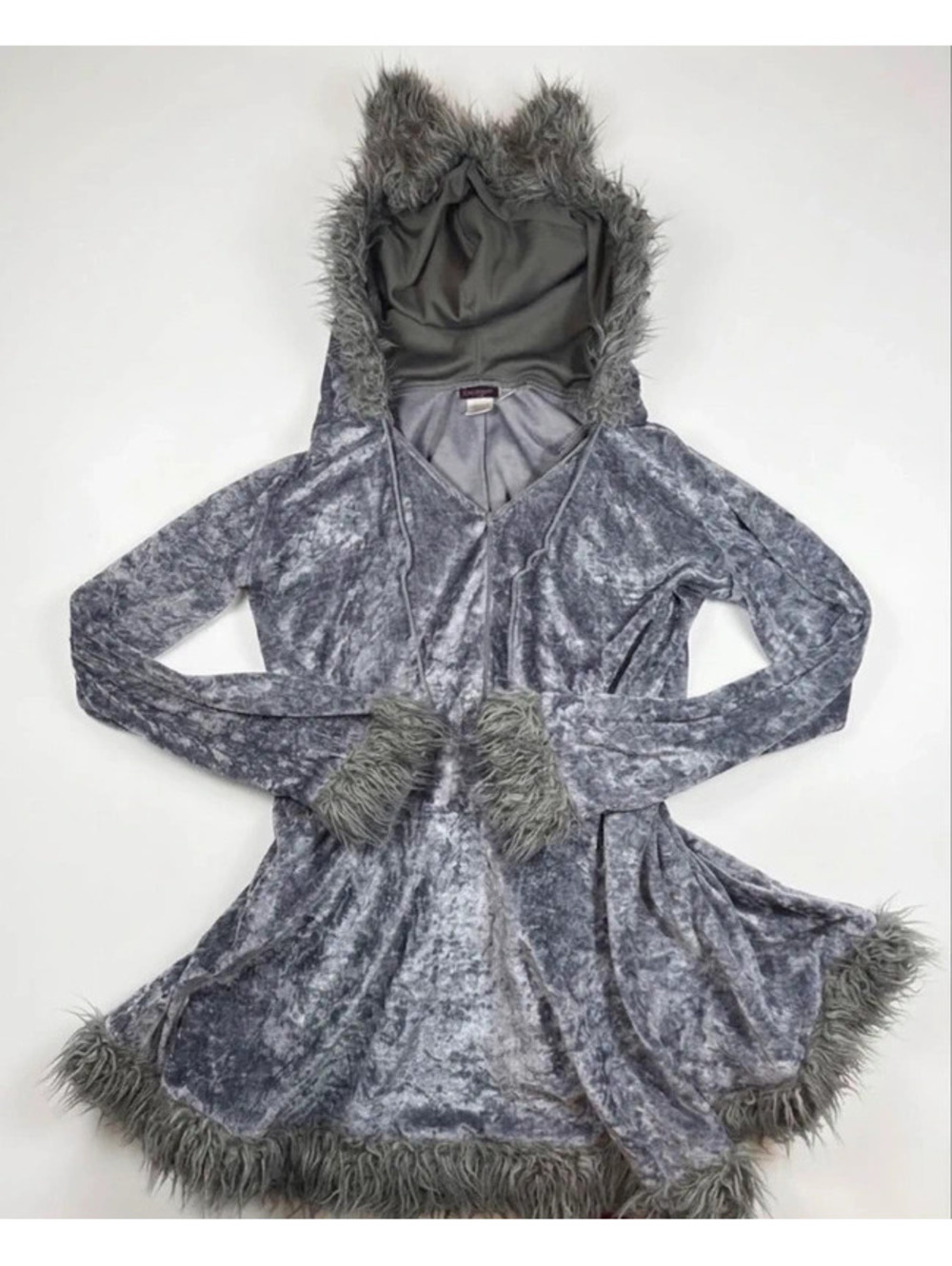 Dreamgirl Grey Crushed Velvet Wolf Animal Costume Dress medium